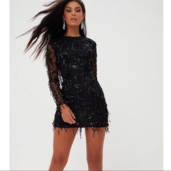 pretty little thing black sparkly dress